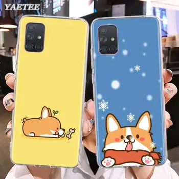 Cartoon Corgi koer Shiba Inu Telefon Case for Samsung Galaxy A51 A71 5G A21 A31 A41 A11 A10s A20e A30 A40 A50 A70 Pehme Kate
