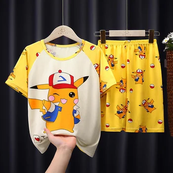 Pokemon Laste Pidžaama Lühikeste varrukatega Poiste ja Tüdrukute Cartoon Suur Poiss Koju Teenuse Sobiks Õpilane Õhuke Pikachu Ülikond