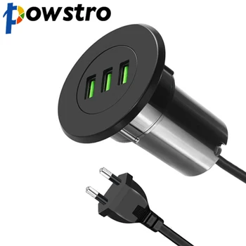 Smart laadimisjaama Koos EU Pistik Powstro 3-Pordi Laadija USB 5V 3.1 Desktop Auk Grommet Laadija Samsung, iPhone