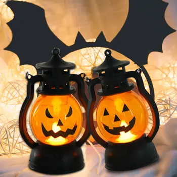 Halloween LED Laterna Retro Õli Lamp Halloween Pool Teenetemärgi Kodus rekvisiidid Öösel Tuled Väljas Baar Rippuvad Decor Lapsed Mänguasjad