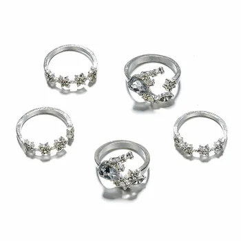 Vintage rõngad, tüdrukud boho Naiste sõrmus Kingitused uue aasta kaasamine Pulm Knuckles crystal kaunistused 5tk/sets