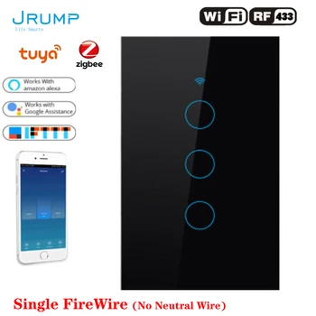 JRUMP Zigbee Smart Touch Lüliti Hääle Kontroll-lamp Lülitub Tööle Alexa Echo Google Koju Ühe live wire nr neutraalne traat