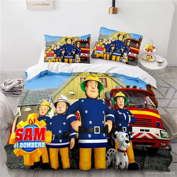 3D Cartoon Trükitud Tuletõrjuja Tuletõrjuja Sam Voodipesu Komplekt Bombero Tekk Katab & Padjapüür Komplekt tekikott Set Bedclothes Kodu