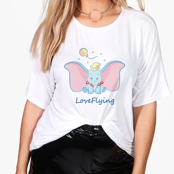 Dumbo Disney T-särk Naiste 2021 Armastus Sõidavad Dumbo Suvel Streetwear Vabaaja Kärbitud varruka Tops Naine Populaarne Animatsiooni Riided