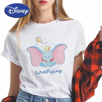 Dumbo Disney T-särk Naiste 2021 Armastus Sõidavad Dumbo Suvel Streetwear Vabaaja Kärbitud varruka Tops Naine Populaarne Animatsiooni Riided