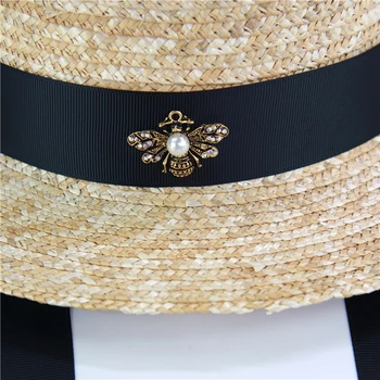 2019 Uued originaal Disainer Pikk lint naiste Õled päikesekaitse Mütsid koos Mesilase Naine suvel Rannas UV Müts Daamid Visiir Mütsid
