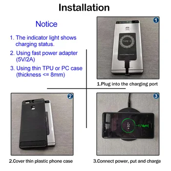 Telefon Qi Juhtmevaba Laadimine jaoks Huawei Mate 9 10 20 Pro 20 Lite 20X Juhtmeta Laadija Pad+USB Type-C Vastuvõtja Adapteriga