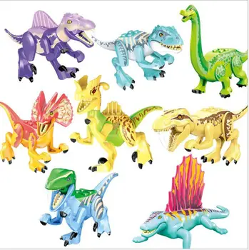 Komplekt Müük, ehitusplokid, Dinosaur World Sinine Roheline Tyrannosaurs Rex Läbipaistvad Näitajad Laste Mänguasjad TE 77086 77087