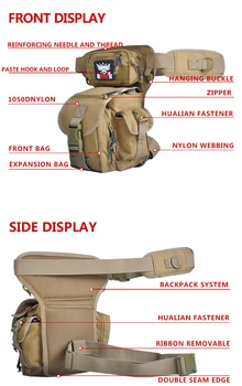 Sõjalise Taktikalise Tilk Jala Kott Tool Fanny Reie Pack Hunting Bag Talje Pack Mootorratta Ratsutamine Meeste Sõjalise Talje Pakki Top Paks