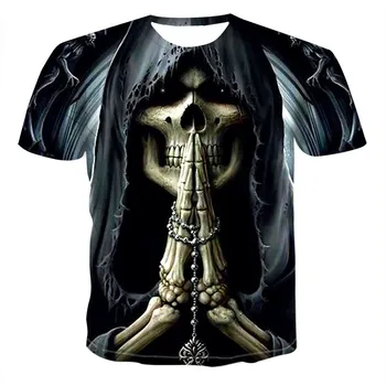 2021 Camiseta para hombre Estilo punk Camiseta con calavera 3D Tops Hip-Hop Calavera Karistaja Acepta personalización
