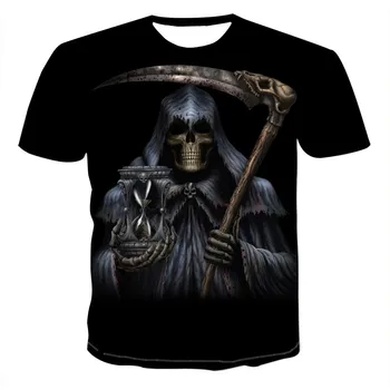 2021 Camiseta para hombre Estilo punk Camiseta con calavera 3D Tops Hip-Hop Calavera Karistaja Acepta personalización