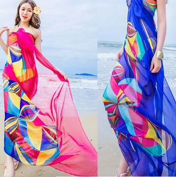 2021 Naiste Cover-Ups Hot Müük Flower Print Naiste Sexy Sifonki Bikiinid Varjata Beach Ujumisriided, Kleit Sall Pareo Sarong Wrap