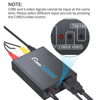 Audio-Video Converter 3RCA AV-CVBS (Composite, S-Video-R/L Heli HDMI-Ühilduv Adapter Upscaler Toetab 720p/1080p
