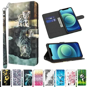 Marmor Nahast Flip Case For iphone Mini 12 11 Pro XS Max XR-X 8 7 6S 6 Plus SE 2020 Etui 3D Visuaalne Laeka Kaant juhul kork