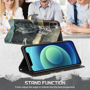 Marmor Nahast Flip Case For iphone Mini 12 11 Pro XS Max XR-X 8 7 6S 6 Plus SE 2020 Etui 3D Visuaalne Laeka Kaant juhul kork