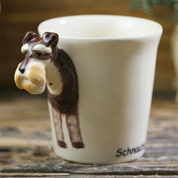 300ml Šnautser koer kohvi tassi tazas de ceramica creativas naljakas loomade kruusid 3D cartoon kingitus cup armas koer kruus