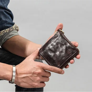 AETOO Meeste lühike nahast lukuga rahakott, retro horisontaalne pehme nahk noorte rahakoti, isikliku nahast rahakott