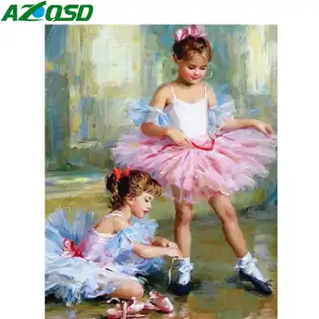 AZQSD DIY Unframe Värvi Number Lõuendile Maali Komplektid Ballett Tüdruk HandPainted Kingitus Juhtida Arv Joonis Kodu Kaunistamiseks