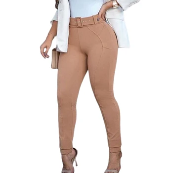 Women Fashion Casual High Waist Skinny Pants Female Trousers Pants Casual Belted Pants