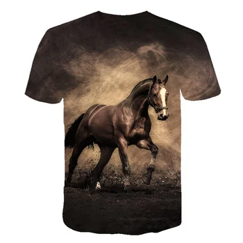 Naljakas Meeste T-särk loom hobune 3D Trükitud tshirt Lühikesed varrukad Isiksuse Teismelised Tshirt Vabaaja lotendav t-särk Loominguline streetwear
