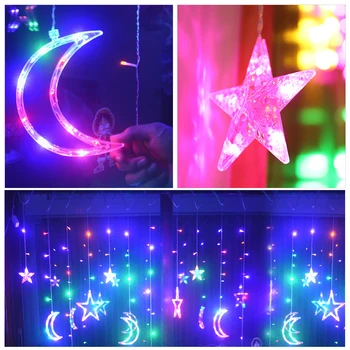 LED Haldjas Tuled 3,5 m Star Moon Veekindel LED Kardin Tuled Vanik Pulm Dekoratiivne Lamp Kodu Aias jõuluehe