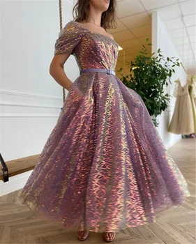 Uute Tulijate Seqauined Purple Prom Kleidid 2021 Tõmblukk Sünnipäeva Hommikumantlid Custom Made Pluss Suurus Abendkleider