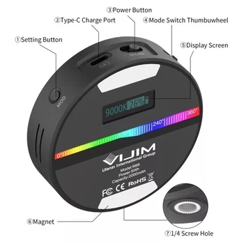 Ulanzi VIJIM R66 Mini RGB Video Valgus 66 Led 2500-9000K Täielik Värvi RGB Täida Valguses Magnet Fotograafia, Pildistamine Valguse Ilu