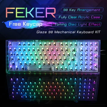FEKER Glaze98 Mechanical Gaming Keyboard Hotswap DIY kit Ja ABS Backlight Keycaps Set Akrüülist Juhul Ja 4tk Lülitid Kingitus