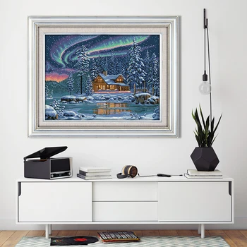 Aurora Borealis ristpistes Mustreid 14CT 11CT DIY Tikand Käsitöö komplektid Näputöö Set Hulgi Kodu Kaunistamiseks