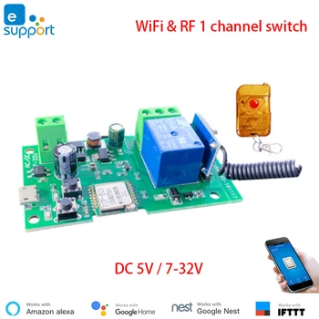 EWeLink 1 kanaliga Wifi Lüliti,USB 5V DIY WiFi RF433 lüliti moodul,Inching,Ise lukustamise lülitit,APP Kaugjuhtimispuldi tööd Alexa