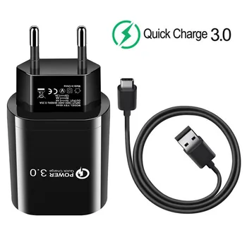 Samsung S20 S9 S8 A71 Huawei P Smart Z Mate 20 lite 30 Pro Redmi 8 Telefoni QC 3.0 USB-Quick-Charge Charger & Type C Kaabel