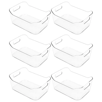 Külmik Korraldaja Konteinerid 6 Pack - Selge, Väike Plastikust Külmkapp Korraldaja Käepide Sügavkülmik, Kapp, Kapp