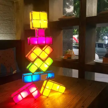 Top Virnastatavates Öö Valguses 7 Värvid 3D Puzzles Mänguasi Induktsiooni Blokeerimine Tetris Tangram Light Magic Plokid Mõistatusi Mänguasi Kingitus