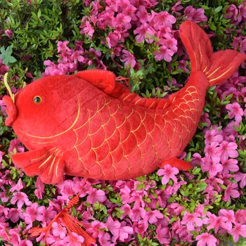 Plüüš-mänguasi täistopitud nukk loomade simulatsiooni punane kala karpkala Hiina uue aasta padi padi Spring Festival kingitus tuua rikkuse 1tk