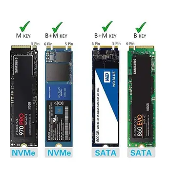 NVME M2 SSD Juhul SATA - > USB Type C 3.1 SSD Ketta Raske NGFF M/B PCIE External Drive HDD Juhul 10Gbps Puuri Võti Kasti V8D8