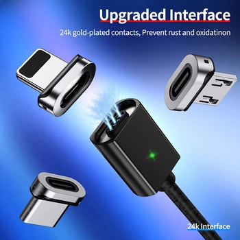 3A LED Magentic Tüüp C Micro-USB-Kaabel-QC 3.0 Kiire Laadimine Laadija Juhe iPhone Mobiiltelefoni Kiire Laadimine USB-Juhe Line