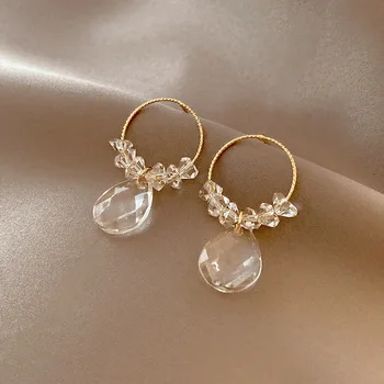 Elegantne Ring Ringi Läbipaistev Kristall Tilk Kõrvarõngad Naistele Temperament Uus Mood Ehteid bijoux