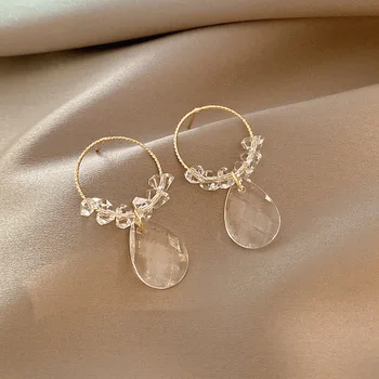 Elegantne Ring Ringi Läbipaistev Kristall Tilk Kõrvarõngad Naistele Temperament Uus Mood Ehteid bijoux