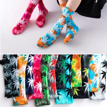 Kevadel ja Suvel Tie-dye Maple Leaf Kanepi Lehed Paar Trendikas Sokid Euroopa ja Ameerika Tänava Harajuku Stiilis Toru Sokid