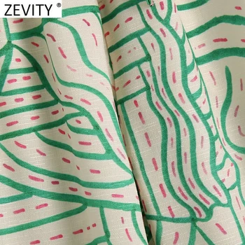 Zevity Naiste Vintage Geomeetriline Prindi Põletatud Püksid Pantalones Mujer Naiste Stiilne Elastne Vöökoht Lace Up Vabaaja Pikad Püksid P1166