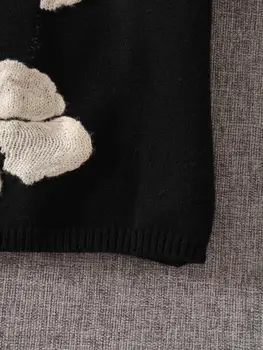 2020. aasta Sügis-Talvel Õie Printida Kampsun Naiste Kootud Pullover Femme Kampsunid Kõrge Kvaliteediga, v.a Silmkoelised Liiga must Kampsun Kampsun