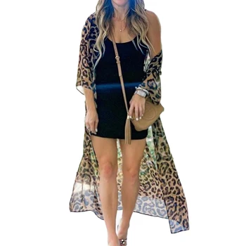 Naiste Cover-Ups 2020 Leopard Printida Kleidid Suvel Puhkus Läbi Näha Bikiinid Beachwear Varjata Beach Kleit Lady Trikoo