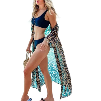 Naiste Cover-Ups 2020 Leopard Printida Kleidid Suvel Puhkus Läbi Näha Bikiinid Beachwear Varjata Beach Kleit Lady Trikoo