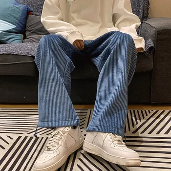Mees Vabaaja Lips Jalg Sirge Püksid Naine Velvetist Värviga Mõõdus Püksid Mees, Soe Korea Streetwear