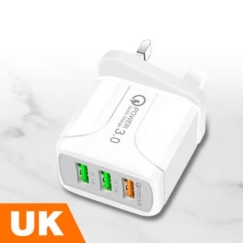 3.0 USB QC3.0 Quick Laadija EU/UK/US Pistik Seina Reisi Mobiiltelefoni Laadija Adapter IPhone X MAX 7 8 QC3.0 Kiirlaadija