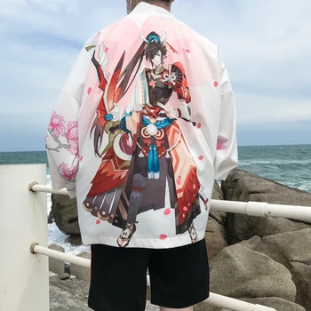 Geskeey Uus Peculia Koomiline Kimono Jaapani Riided Yukata Samurai Kostüüm Haori Obi Beach Meeste Кимоно Kampsun, Jaapan Streetwear