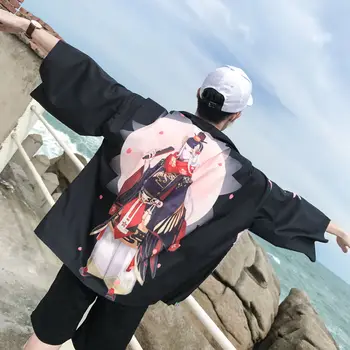 Geskeey Uus Peculia Koomiline Kimono Jaapani Riided Yukata Samurai Kostüüm Haori Obi Beach Meeste Кимоно Kampsun, Jaapan Streetwear