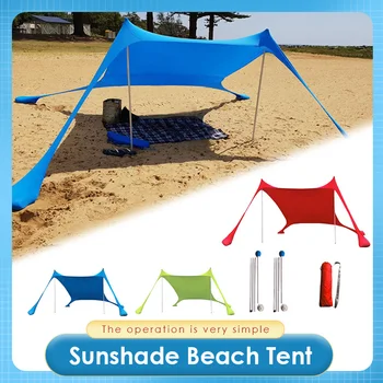 Kerge Rannas Telk Pere Rannas Päikesevarju Suvel Väljas Garden Beach Varikatus Anti-UV Päikese Varjualune Sandbag Pesulõksud