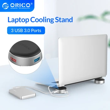 ORICO Alumiiniumist Laptop Stand, 3 USB 3.0 HUB Kaasaskantav Sülearvuti Jahutus Pad Cooler Seisma Skidproof Pad MacBook Arvuti