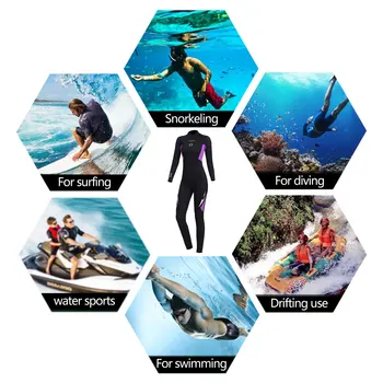 Naiste Kummiülikond Täis 3mm Neopreen Surfamine, Sukeldumine Snorkeling, Ujumine Ülikond Tahke Pikad Varrukad Märg Ülikond Tagasi Tõmblukk